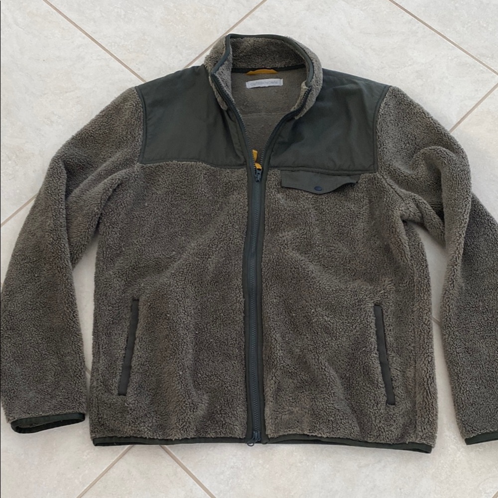 Outerknown Olive and Taupe Fleece Jacket
